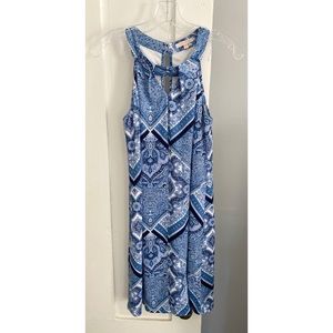 💐3/$12 Skies Are Blue Paisley Handkerchief Hem Halter-Style Sundress Size Small